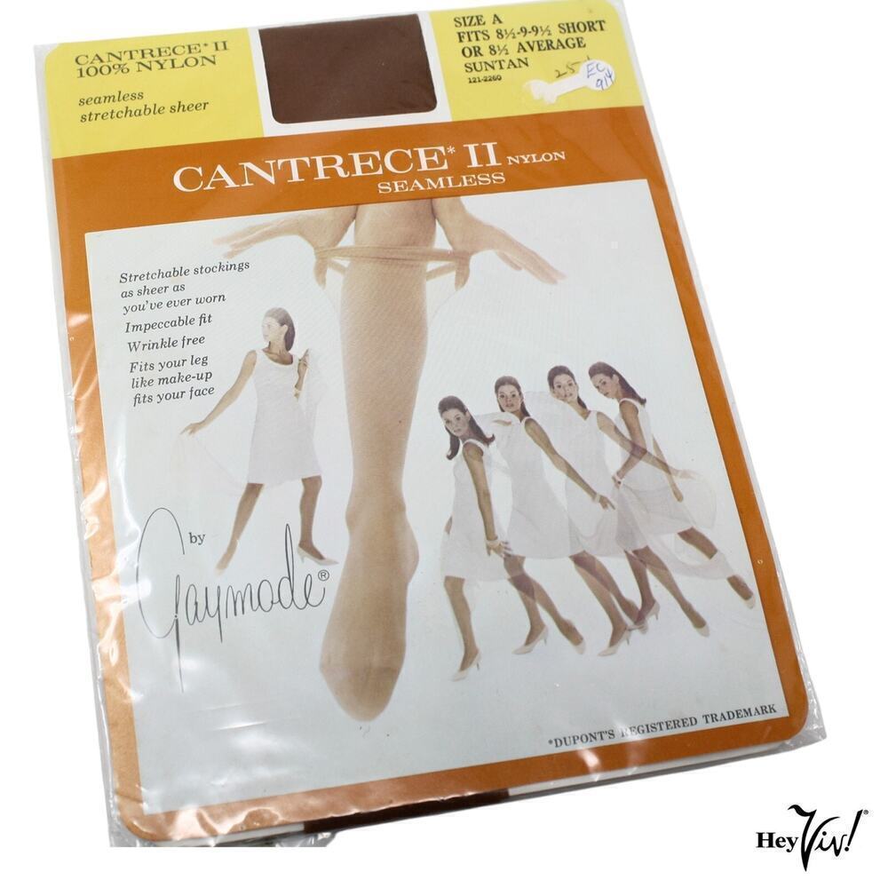 Vintage Nylon Stockings Cantrece Gaymode 1 Pair Suntan A 8 1/2 Average - Hey Viv